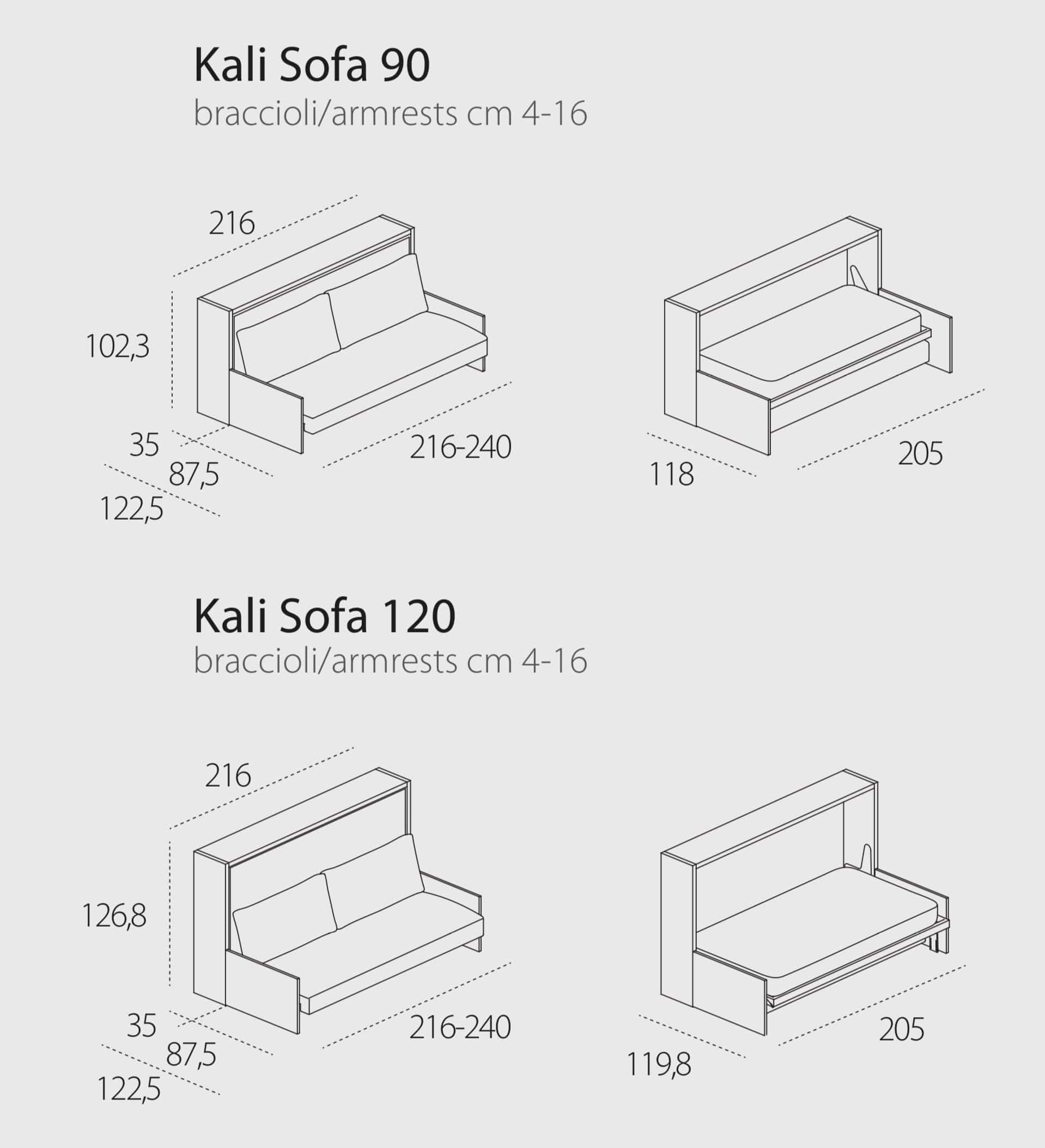 Kali 90/120 Sofa Wall bed - Image 5